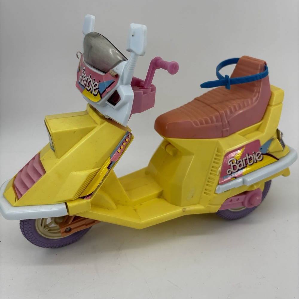 Vintage Barbie Scooter Motorcycle Pink & Yellow Mattel 80s 90s